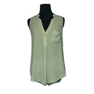 Lush sage green sleeveless 1/4 button shirt size Small